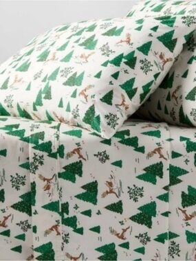 Threshold Holiday Sheet Set Winter Scene & Reindeer NWT Size Queen